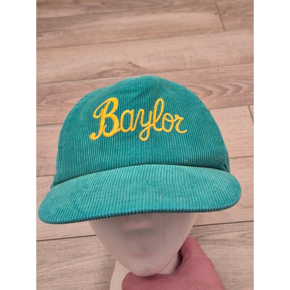 Vintage Nova Baylor University Corduroy‎ Snapback Hat Cotton Green Yellow Script